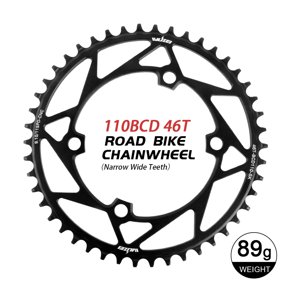 WUZEI Rennrad-Kettenblatt 110 BCD 36/38/40/42/44/46/48/50/52/54/56/58T schmales breites Sterne-Kettenrad 4 Schrauben für Shimano R7000 4700