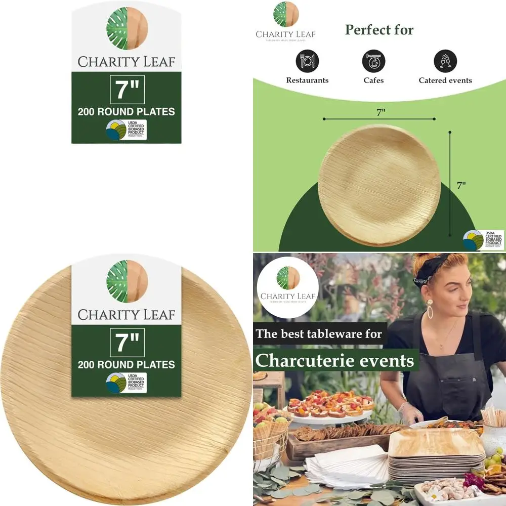 

Экологичные одноразовые круглые тарелки из бамбука, 7 дюймов, 200 штук, идеально подходят для свадеб, кейтеринга и мероприятий