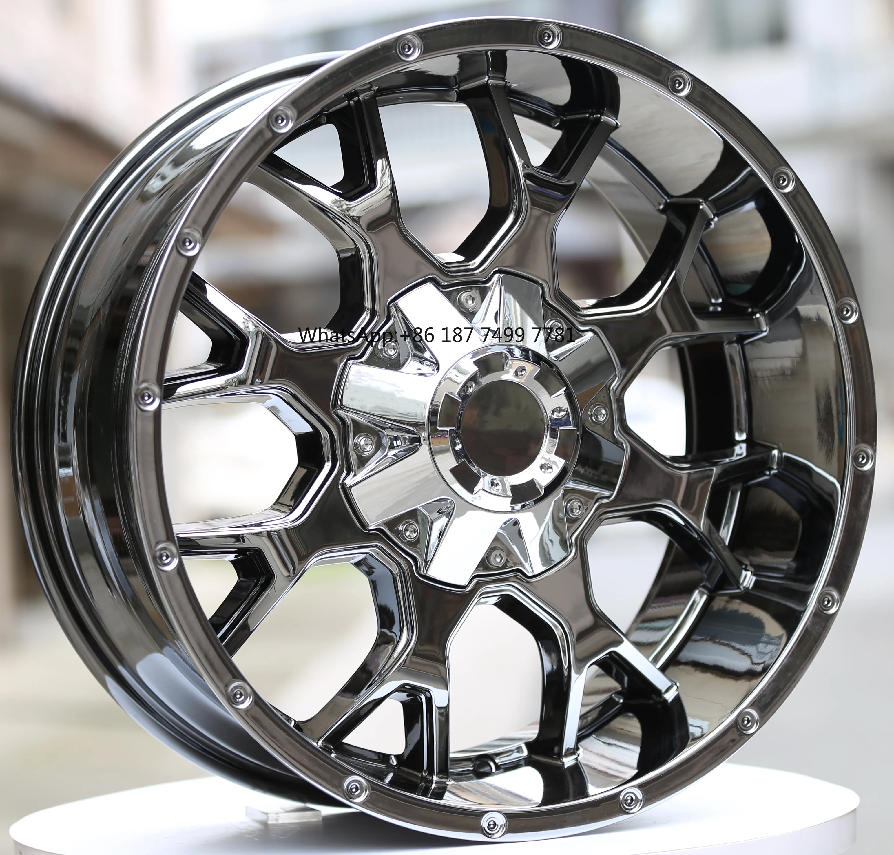 

17, 20 Inch Black Chrome Alloy Off-road Custom Wheels for Gladiator Jeep Silverdo1500 Suburban Ranger Hilux Sierra1500