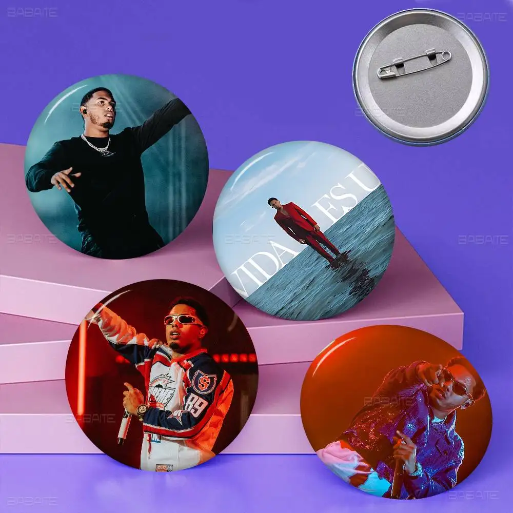 Pop Singer Star M-Myke Towers 58mm Cute Anime Figure Icon Badge Handmade Tinplate Brooch Backpack Clothes Chest Ornament Gifts