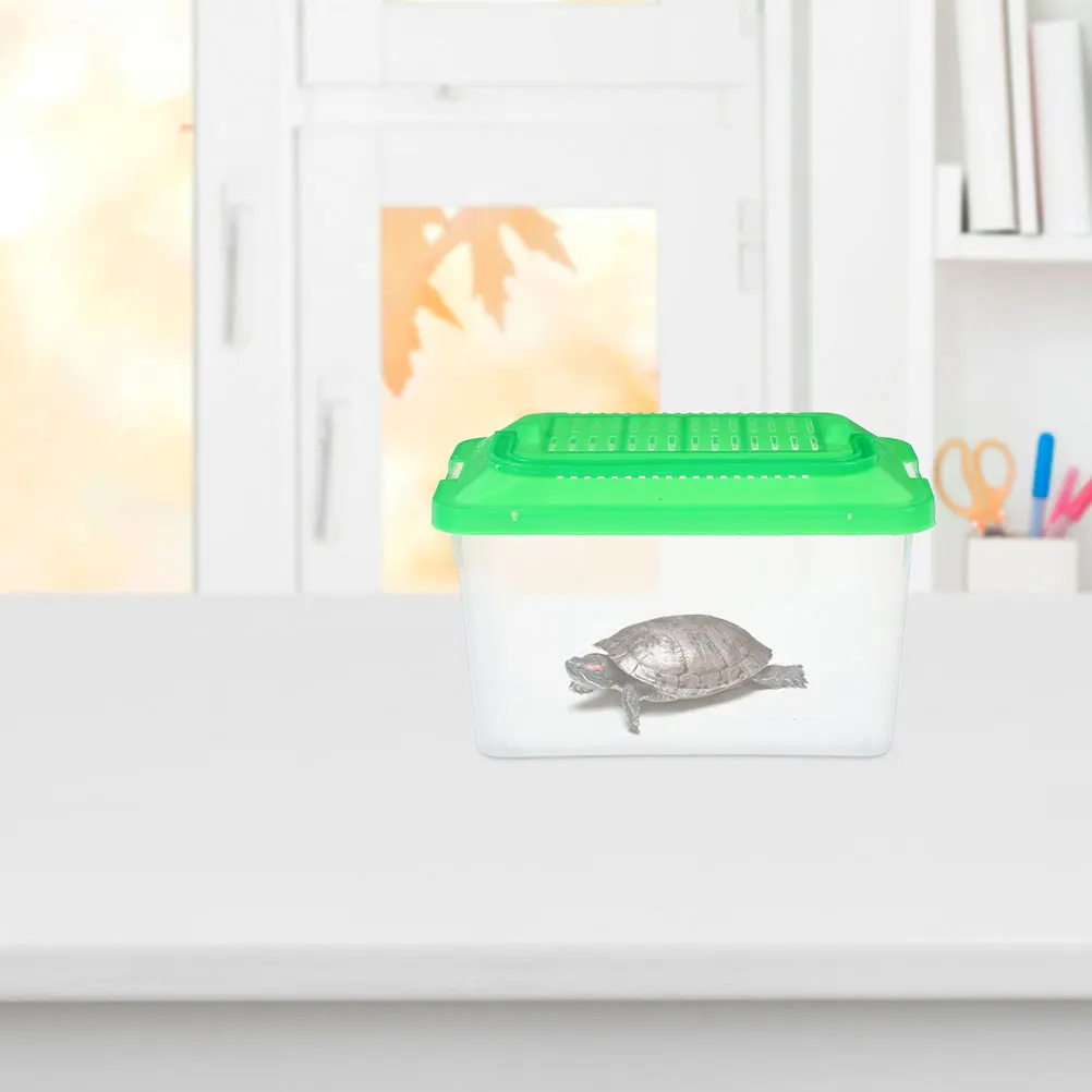 

2Pcs Small Transparent Portable Reptile Carrier Handheld Fish Tank Pet Box Breeding Case Mini Turtle Cage Critter Keeper