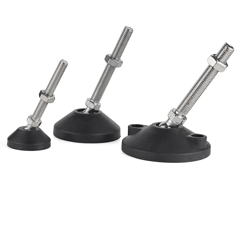 Universal Leveling Foot Cup 304 Stainless Steel Screw & Nylon Base Adjustable Support Pad for Industrial Machinery Appliance