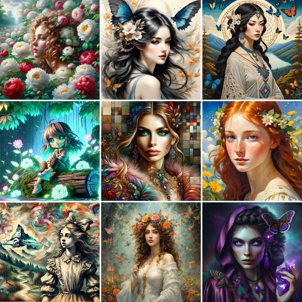 

Набор для вышивки крестиком с изображением портретной девушки с цветами, Набор для вышивки «сделай сам», хобби, рукоделие, живопись, шитье Mulina, оптовая продажа, домашний декор