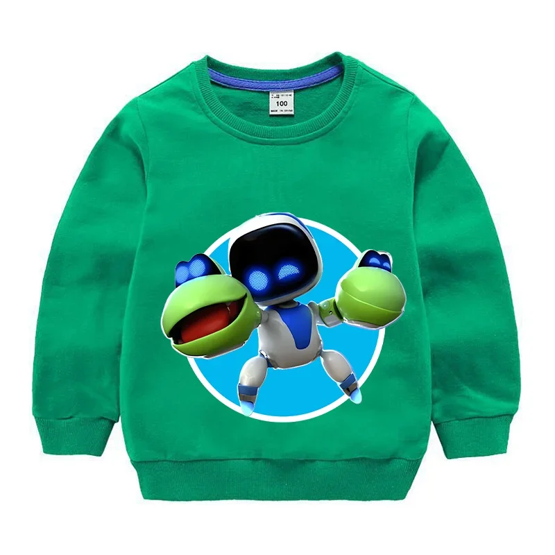 Astro Bot Sweatshirts Cute Game Anime Figure Pullover Baby Long Sleeved Casual Tops Boys Girls Round Neck Tracksuit Kids Clothes