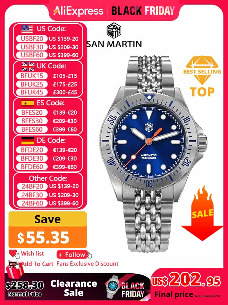 San Martin Original Design 38.8mm Upgrade Diver Watch Sunburst Enamel Dial NH35 Automatic Mechanical Luxury Waterproof 200m Lume