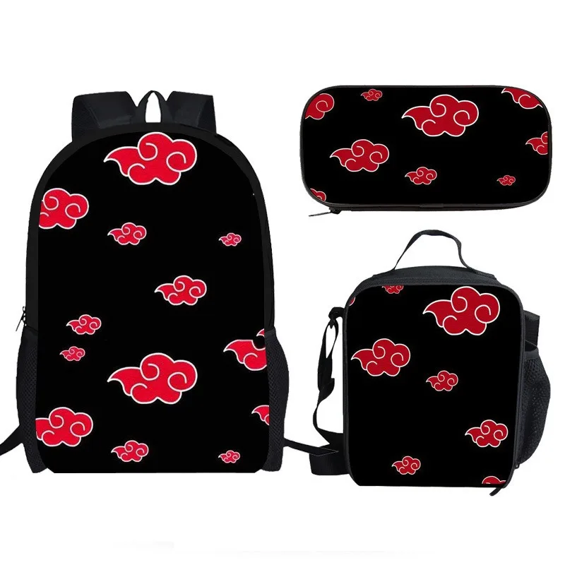 

Новый набор из 3 предметов: школьный рюкзак, сумка через плечо и пенал с изображением персонажей мультфильма и аниме Наруто, большой вместимости, подарок на праздник