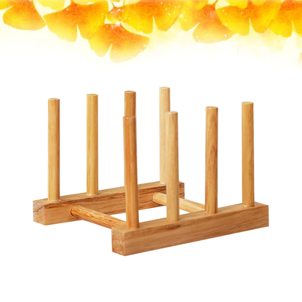 Solid Wood Drain Rack Bamboo Dish Rack with Multi-Compartment Drying Drainer for Plates Bowls Cups Storage Kitchen Cabinet