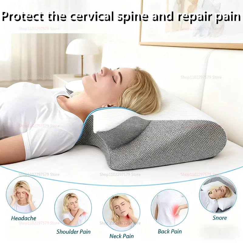 Новая подушка для поддержки шеи, облегчение боли в шее, хлопковая эргономичная подушка с эффектом памяти для расслабления сна и улучшения осанки