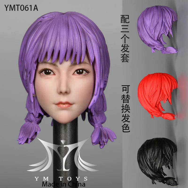 YMTOYS YMT061 1/6 Haruko Head Sculpt Carving with Replaceable Hair Cover Fit 12'' Female Soldier Action Figure Body Dolls