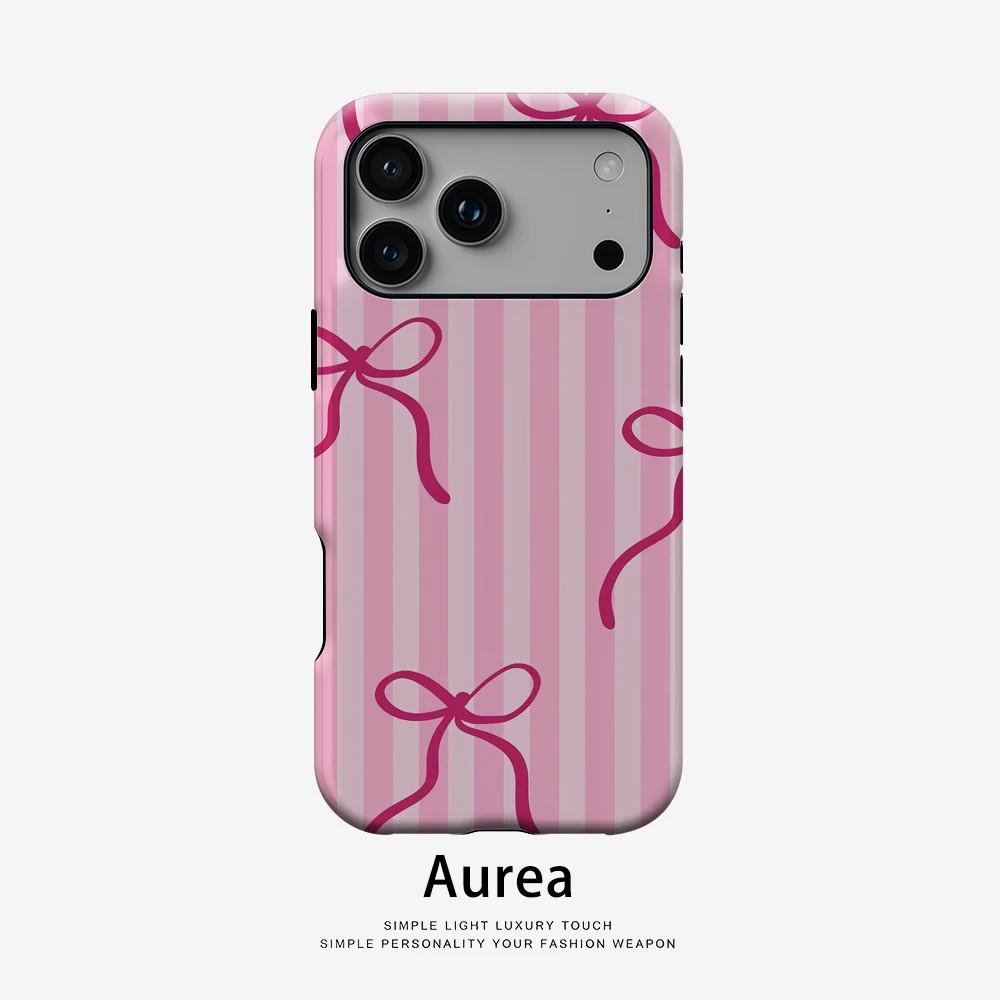Crimson Bow Stripe IPhone17 Must for Magnetic Phone Case for