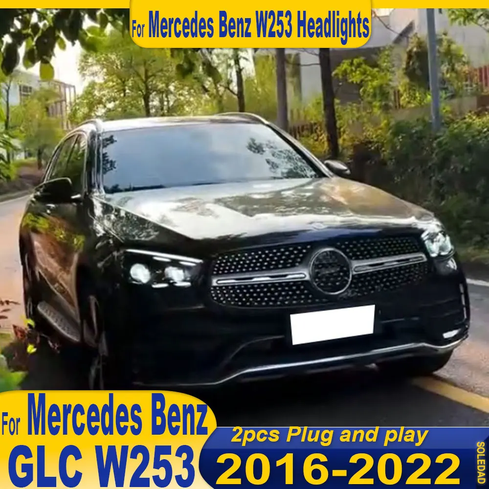 

Автомобильные фары для Mercedes-Benz GLC W253 2016-2022: Светодиодные фары в сборе с ДХО, линзами-проекторами и динамическими аксессуарами