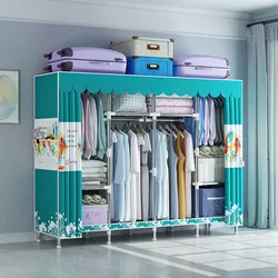 62cm-245cm Cloth Wardrobe Thickened Steel Pipe Reinforced Thickened Household Bedroom Economical Simple Wardrobe