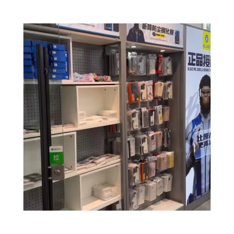 Modern Cellphone Repair Store Design Mobile Accessories Furniture Showcase Phone Case Display Wall Cabinet