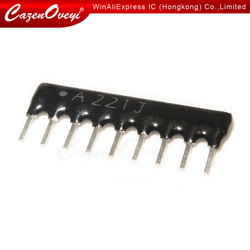 20pcs/lot DIP exclusion 9pin 220 ohm 220R A221 A221J  Resistor In Stock