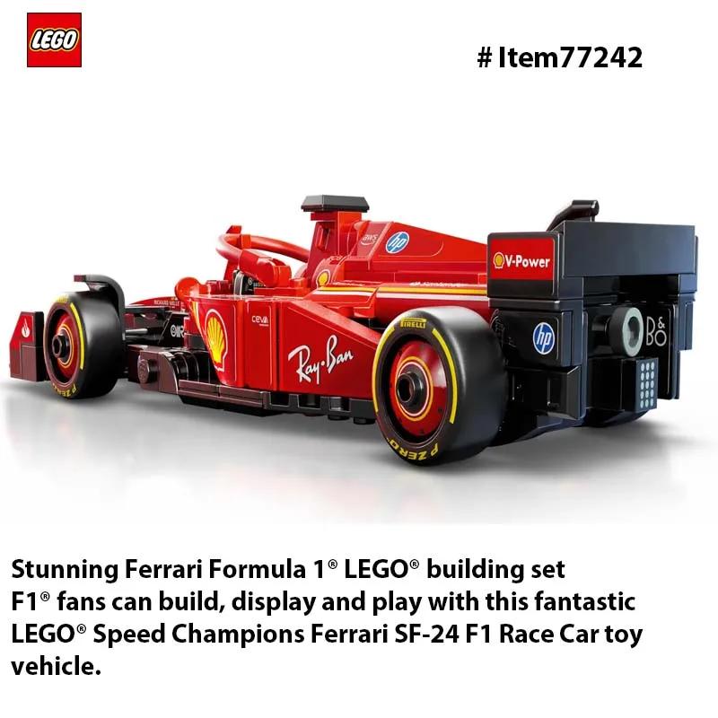 レゴ 77242 スピードチャンピオン フェラーリ SF-24 F1 レースカーおもちゃ - 子供用組み立てセット、ディスプレイ用フェラーリ F1 モデルカーキット 275 個