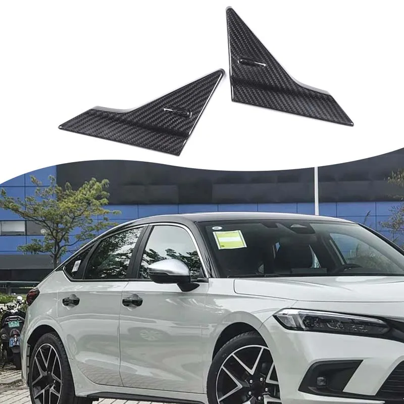 

2Pcs Real Carbon Fiber For Honda Civic 11th Gen 2023+ Car Front Triangle A-pillar Decorative Cover Sticker Car Accessories