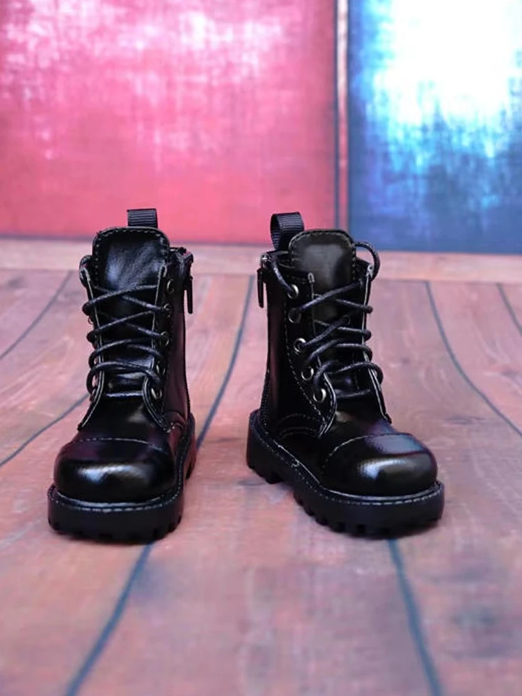 D01-P039 children handmade toy 1/3 1/4 uncle Doll shoes BJD/SD doll black leather Strap ankle boots shoes 1 pair