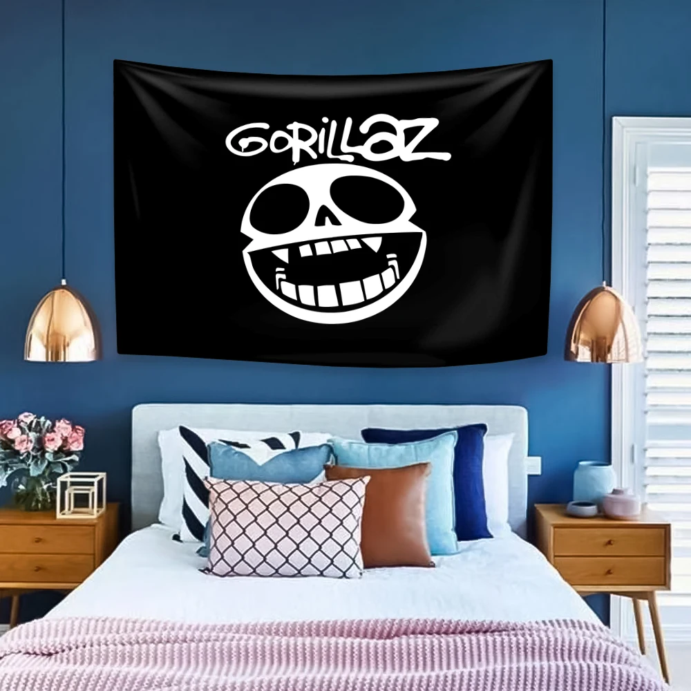 Music Band Gorillaz Tapestry Pop Rock Home Decoration Large Fabric Wall Hanging Cover Bedroom Dorm Background Sofa Blanket