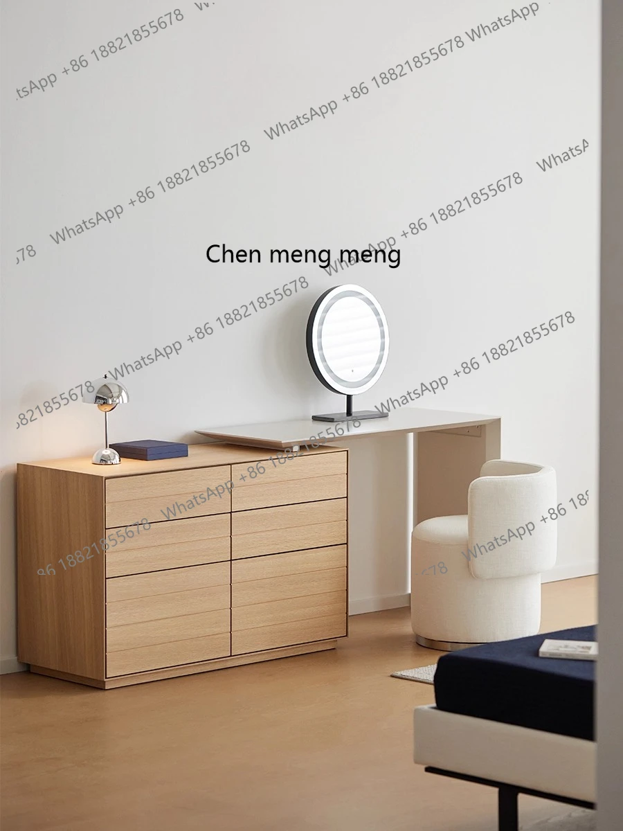 

Dresser chest integrated minimalist Japanese solid wood cream wind log bedroom makeup table