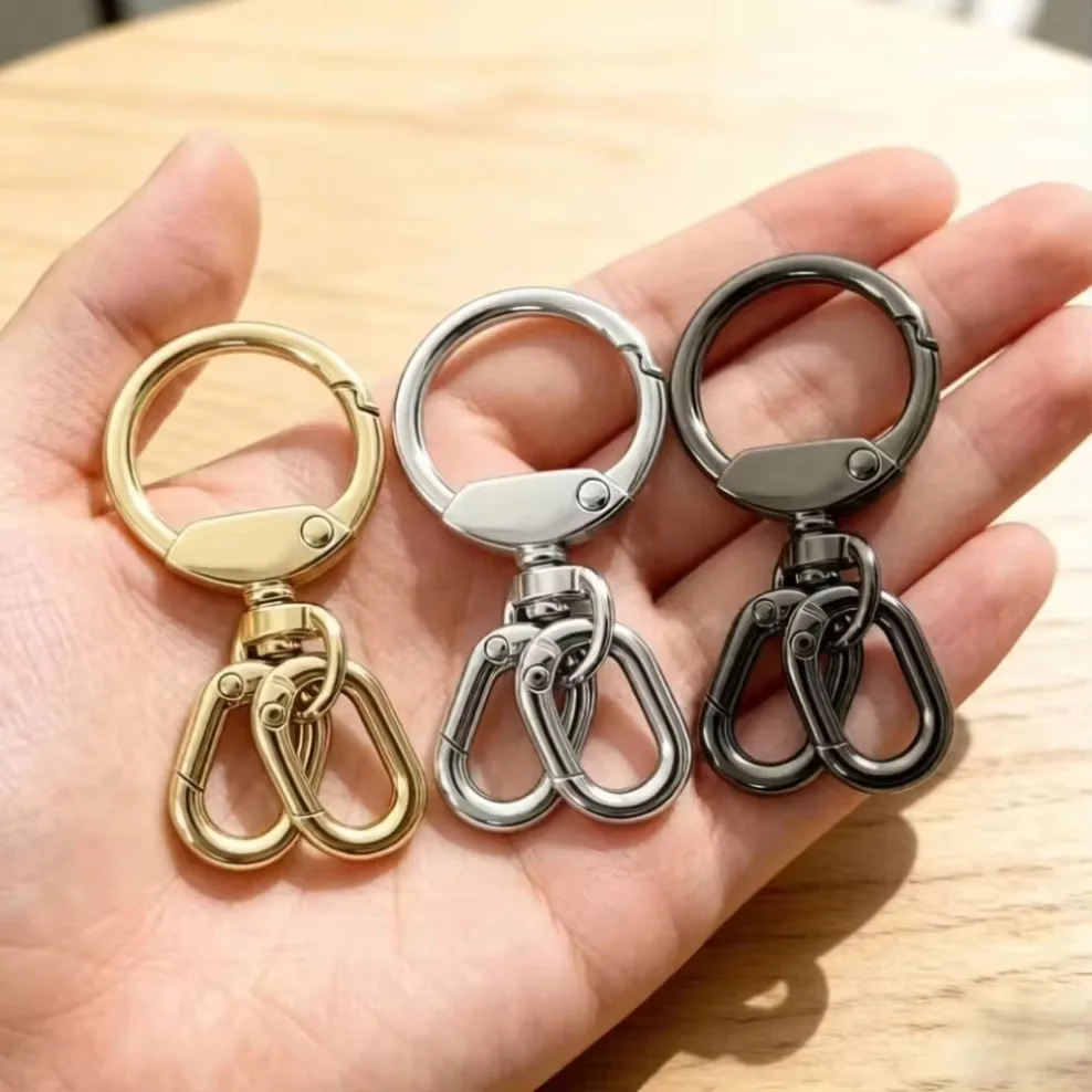 2/5/10Pcs Round Spring Snap Carabiner Clip O Rings Swivel Trigger Hook Metal Clasps Keychain For Handbag Lanyards DIY Zinc alloy