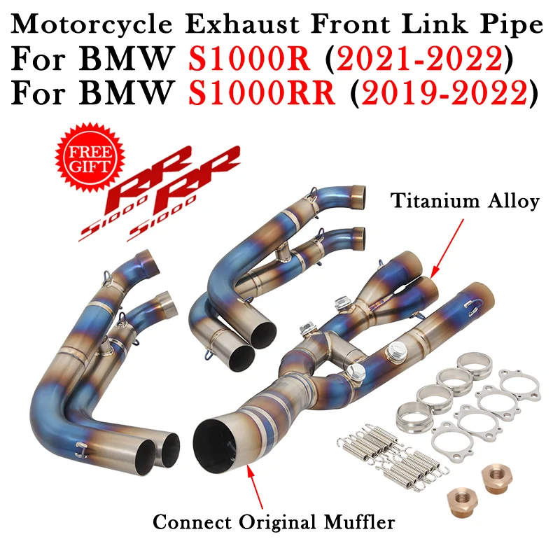 

Plug And Play For BMW S1000R S1000RR 2019 - 2022 Titanium Alloy Motorcycle Exhaust Front Link Pipe Modify GP Escape Moto Muffler