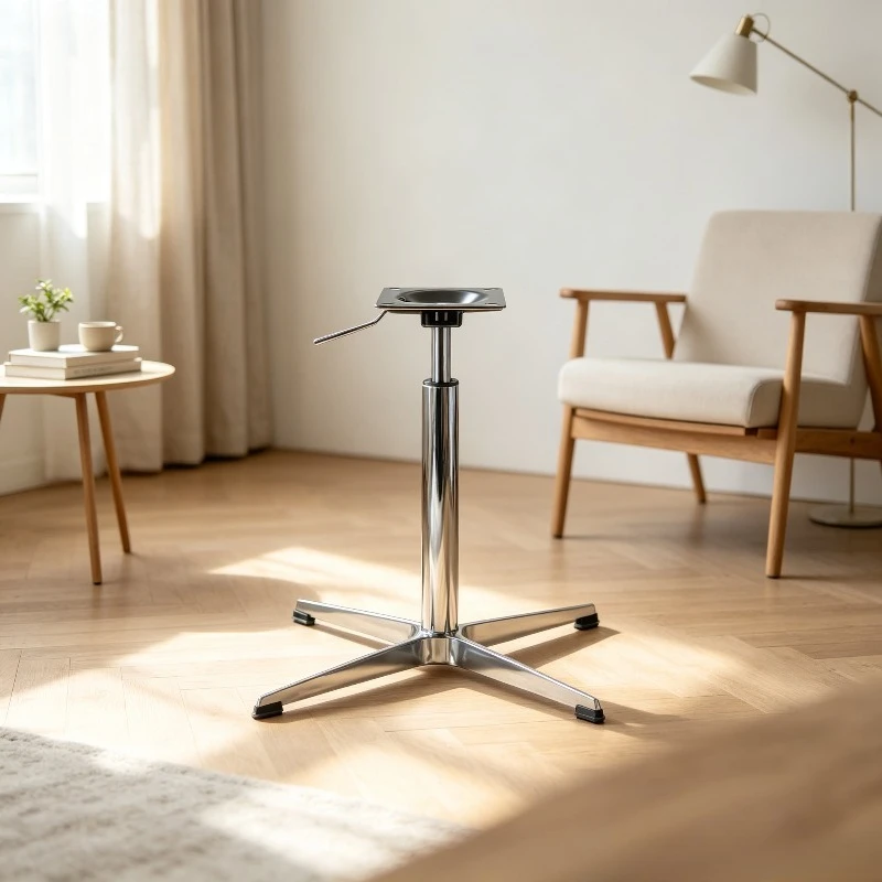Aluminum Alloy Four-star Table Base Stand, Height-adjustable Swivel Pedestal Leg for Coffee Desk, Heavy-duty Furniture Support.
