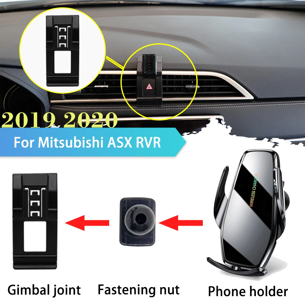 30W Car Phone Holder for Mitsubishi ASX RVR Outlander Sport 2019 2020 Clip Support Wireless Charging Sticker Accessories iPhone