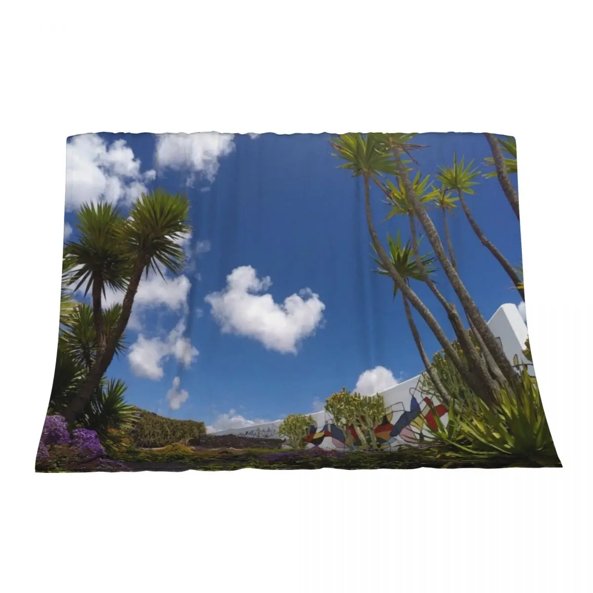 

Cesar Manrique Fundacion Mural Wall Garden Throw Blanket Hair For Decorative Sofa Baby wednesday Blankets