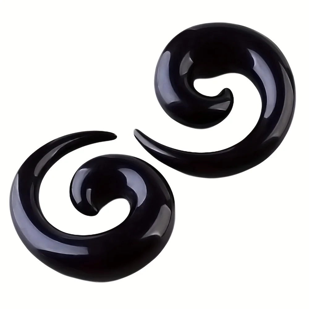 2pcs 1.6mm-20mm Black White Acrylic Spiral Taper Ear Plug Ear Gauges Stretcher Body Piercing Jewelry For MenGauges