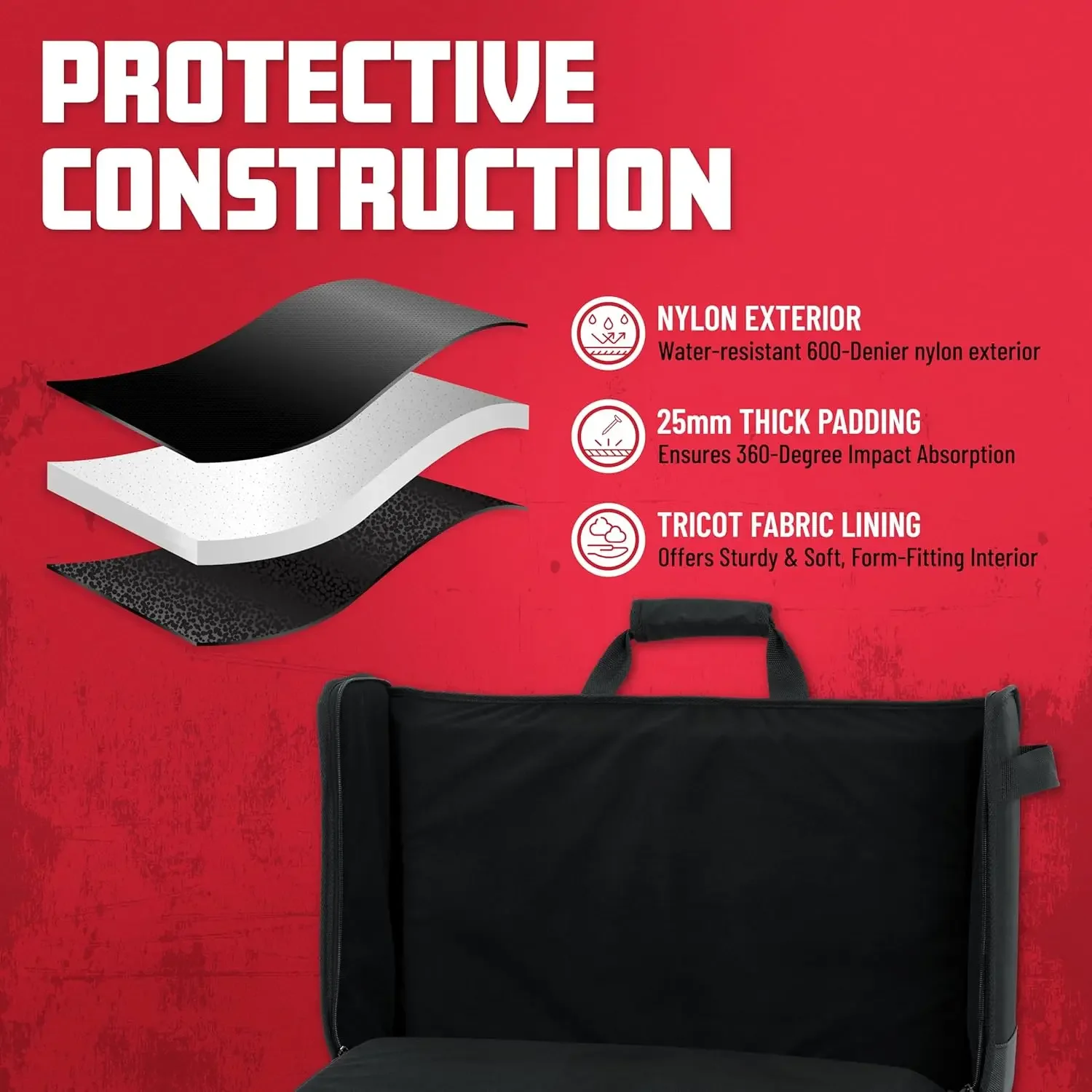 حقيبة حمل مبطنة من النايلون لنقل شاشات LCD وشاشات وأجهزة التلفاز بين 19 بوصة - 24 بوصة (G-LCD-TOTE-SM) #4