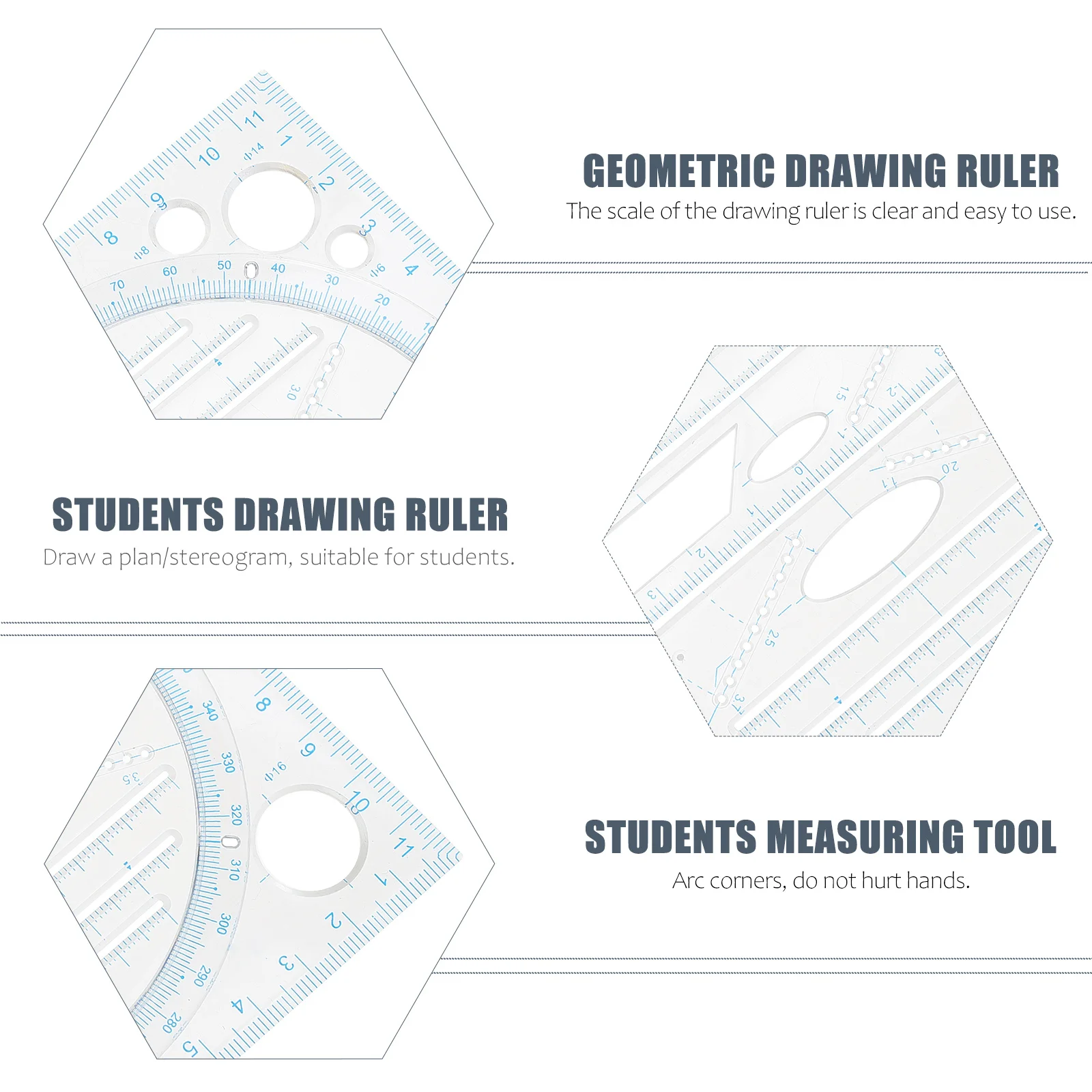

Geometric Figure Ruler Multifunctional Drawing Template Accurate Measurement for School Home Office Use Long Lasting Students