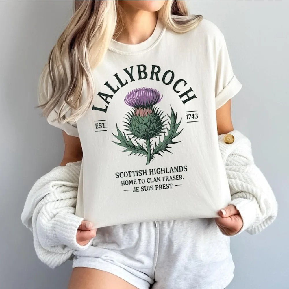 Outlander Lallybroch Womens Tshirt Scottish Highlands Cotton Tee Short Sleeve Summer Fashion Tops Clan Fraser Gift Ropa Mujer