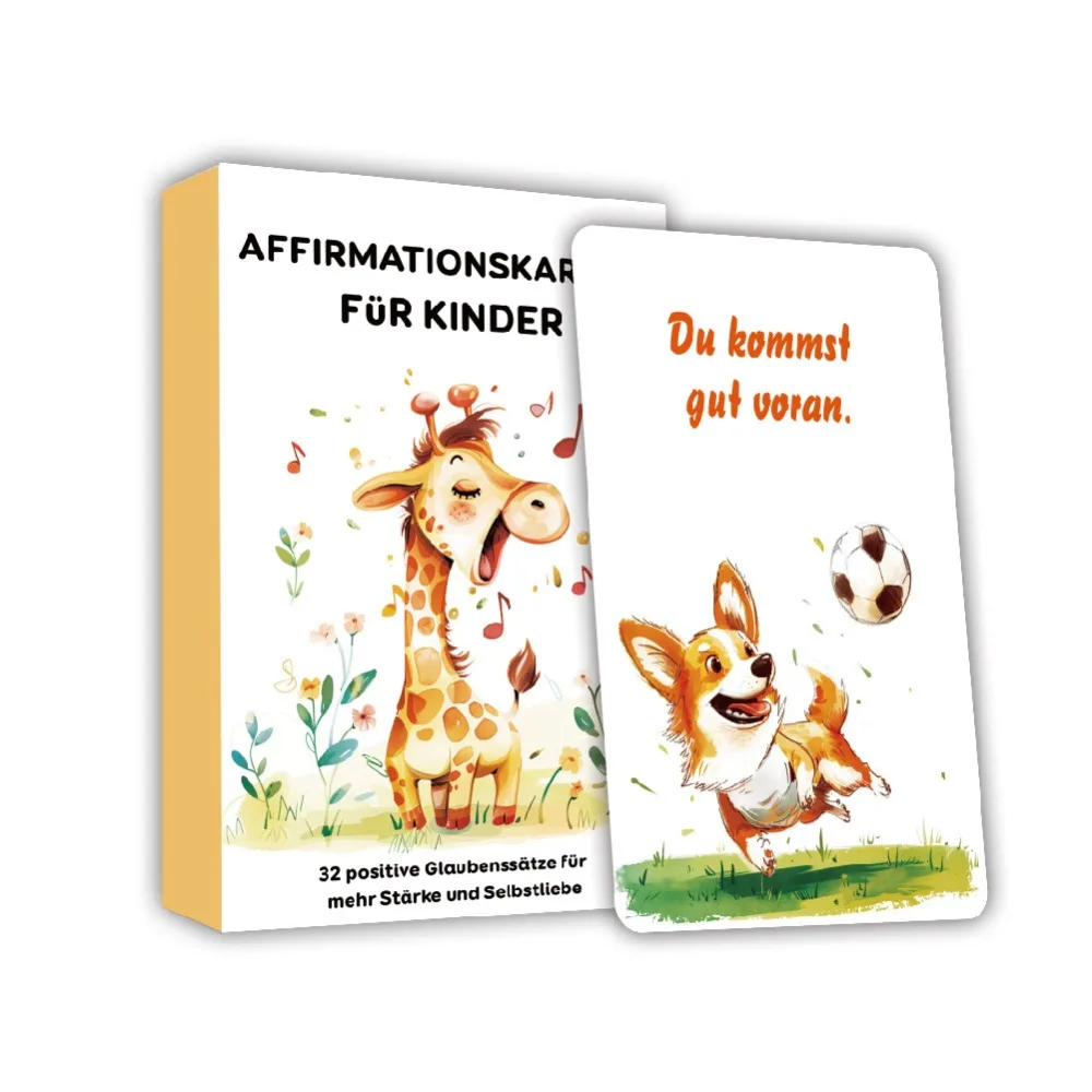 German 32PCS Cute Watercolor Animal Encouragement Cards Affirmation Words Emotion Learning Mindfulness Support Card Set