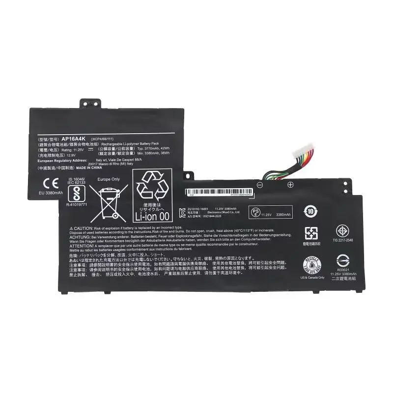 

11.25V 42Wh/3770mAh AP16A4K Replacement Laptop Battery for Acer Swift 1 SF113-31 N17P2 N16Q9 KT.00304.003 3ICP4/68/111 3 Cells