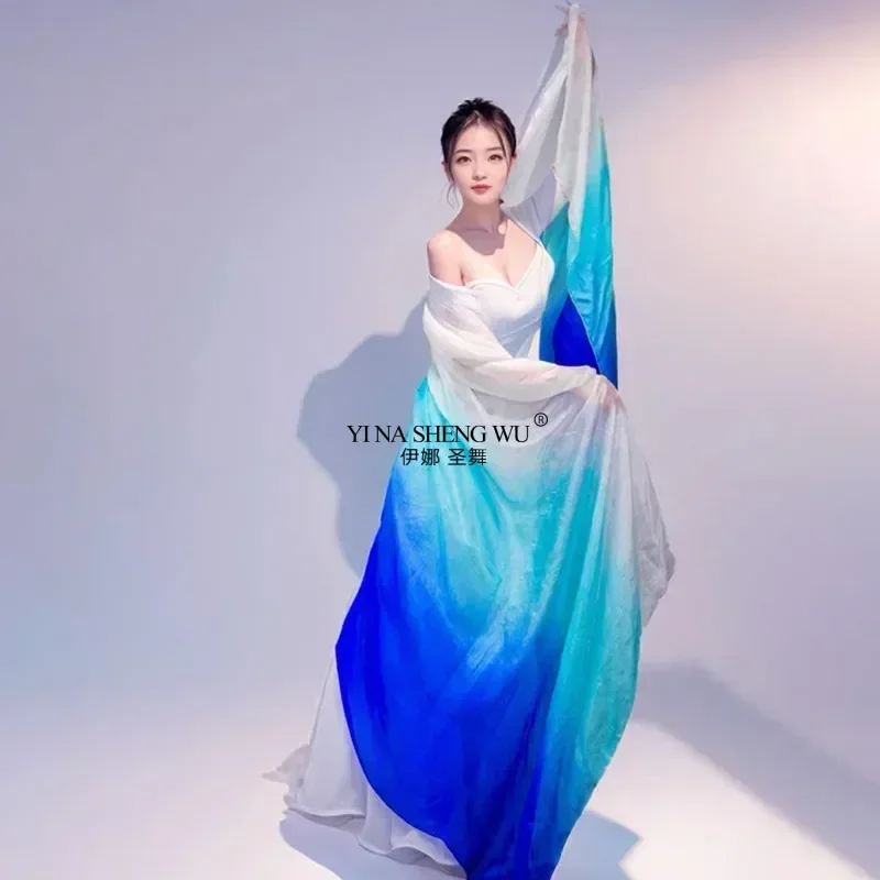 Bauchtanz-Seidenschleier aus 100 % echter Seide mit Farbverlauf, leichter, handgeworfener Schal, Schal-Schleier für Erwachsene und Kinder, Tanzzubehör