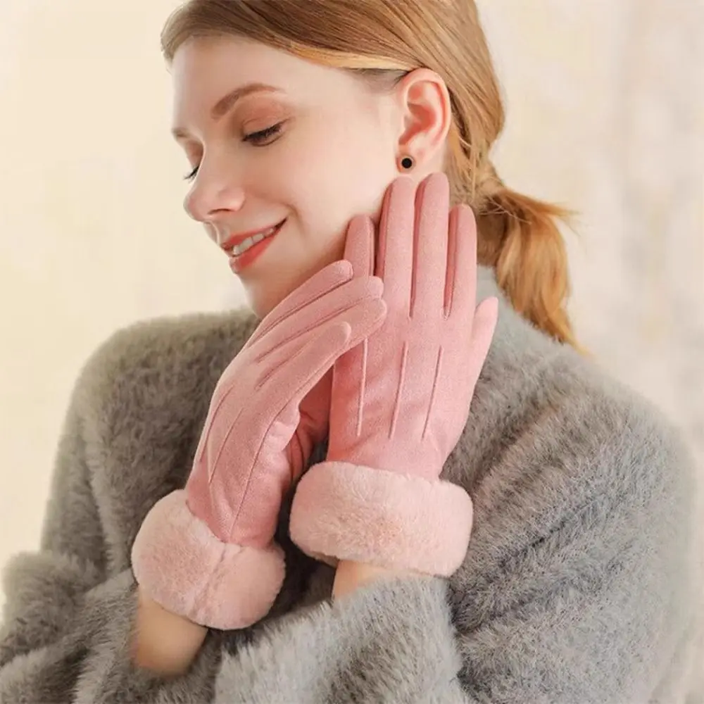 

Утолщенные ветрозащитные замшевые перчатки, мягкие варежки с сенсорным экраном и длинными пальцами, теплые удобные женские зимние перчатки, осень/зима