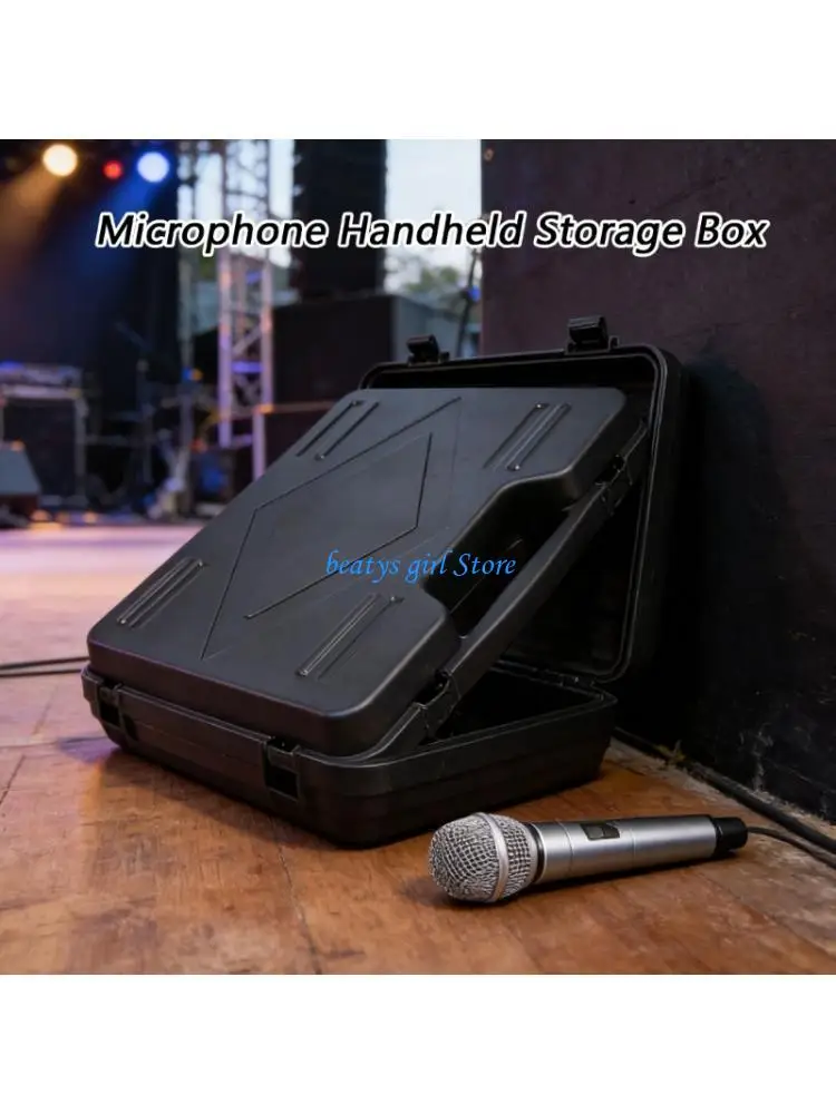 

C7AB Heavy Duty Microphone Storage Box With Customizable Foam Protector Recording Device Instrument Equipment Transportation
