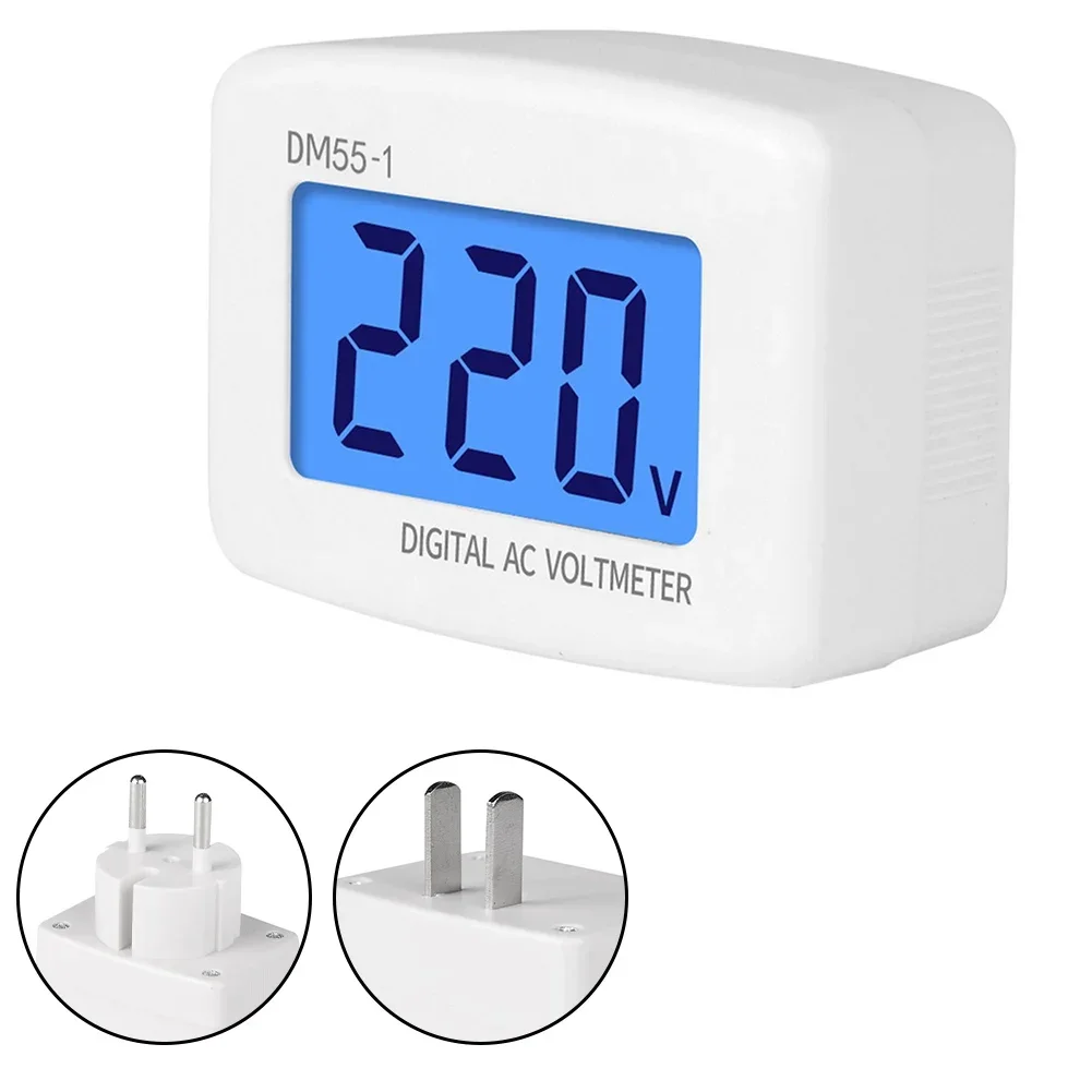 Digital Voltmeter EU US Plug Voltage Meter Socket Voltage Tester LCD Display Voltmeter 110V 220V Wall Panel Voltmeter DM55-1