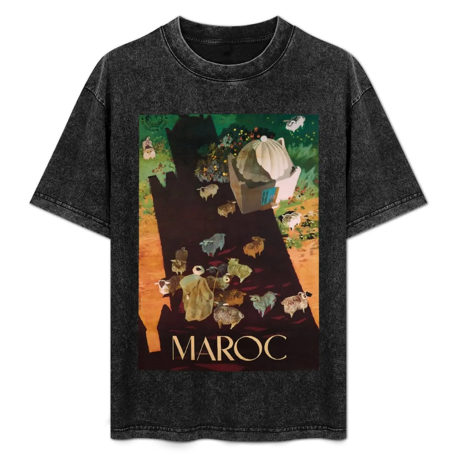 

Maroc vintage travel poster T-Shirt Basic Solid Tee for Daily Use