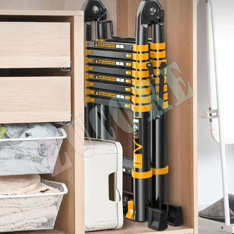 Aluminum Alloy Thickened Telescopic Ladder Multi-functional Portable Engineering Folding Home Lift Straight Ladder Staircase