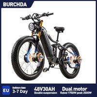 BURCHDA HC26 26In Electric Bike 2000W Motor Fat Bike 48V30AH Electric Bicycle Men's Mountain MTB Adults City Dual Motors EBike