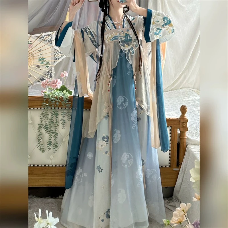 Hanfu 드레스 여성 고대 중국 전통 카니발 요정 드레스 당나라 공주 댄스 Hanfu 빈티지 코스프레 의상