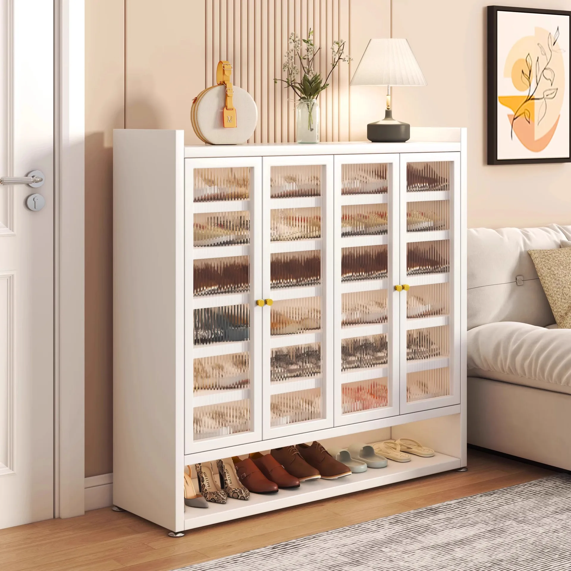 خزانة أحذية مقاومة للغبار عند المدخل إلى الأرض، رف أحذية بسيط متعدد الطبقات ذو سعة كبيرة #3