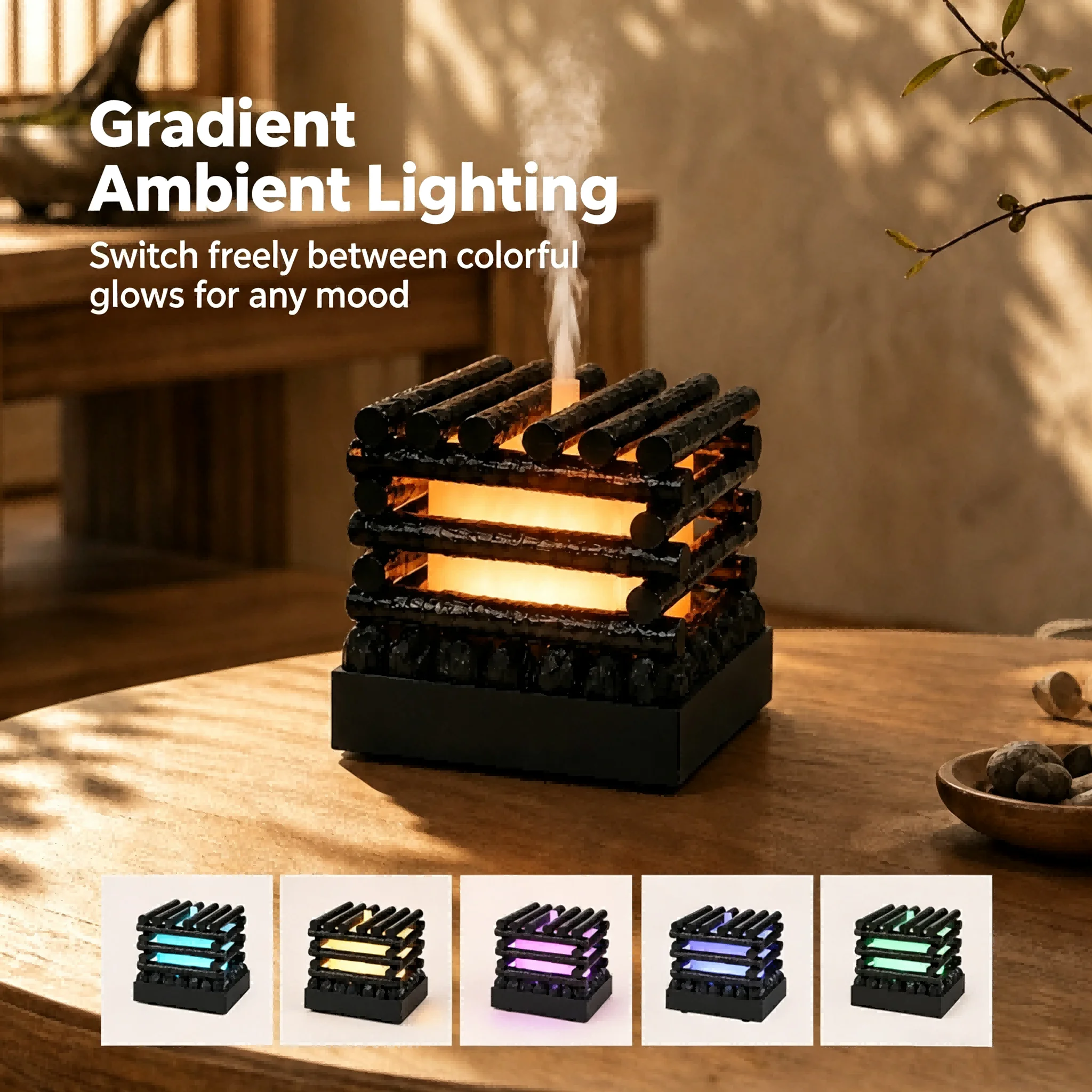 Bonfire Humidifier, Flame Aroma Diffuser Retro Style Design, Home Decoration,Essential Oil Diffuser, Perfect Gift for Christmas
