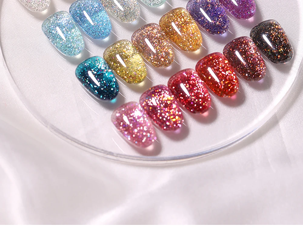 Vendeeni 24 Farben/Set Hochdichter Glitzer-Gel-Nagellack Semi-Permanenter Glitzer-UV-LED-Soak-Off-Gel-Lack mit Display – Detail 16