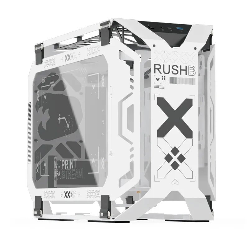 

2025 hot saleCross-border sea view room e-sports game chassis M-ATX side through 360 water-cooled home office desktop white chas