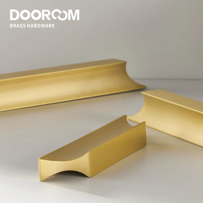 Maniglie per mobili in ottone Dooroom, moderne, lunghe, in oro opaco, per armadi, guardaroba, cassettiere, scatole per scarpe, cassettiere, armadietti, pomelli