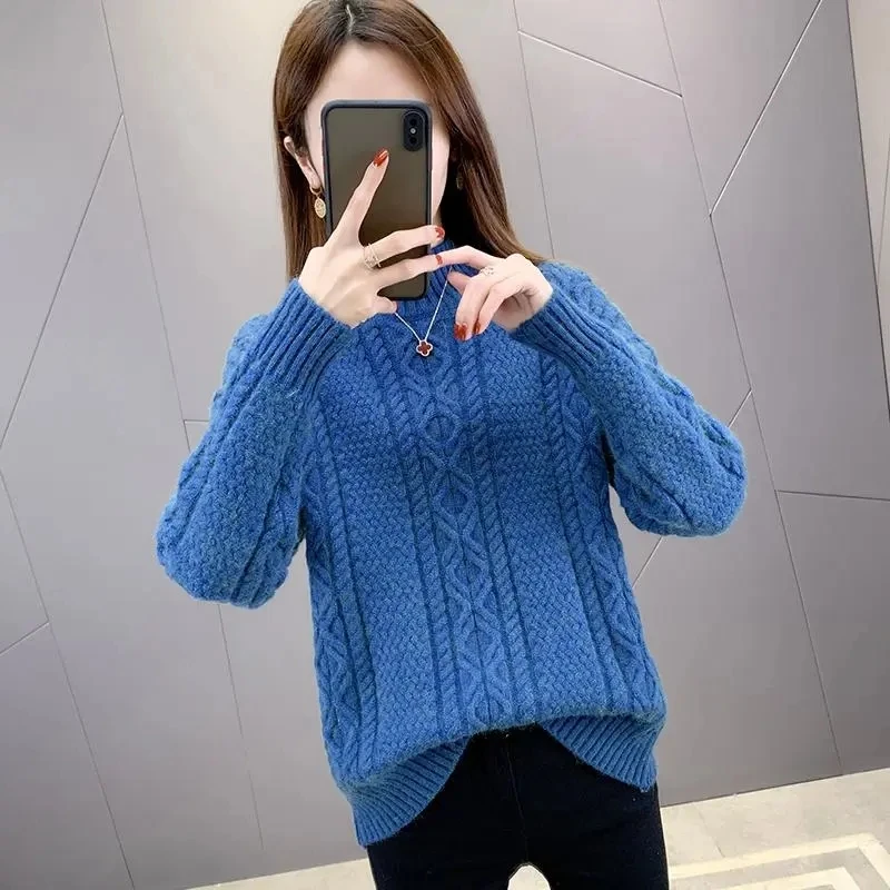 2023 Autumn Winter Thick Twist sweater Women Knitt Pullover Warm Sweaters Long Sleeve Turtleneck Slim Jumper Clothing Tops Femme