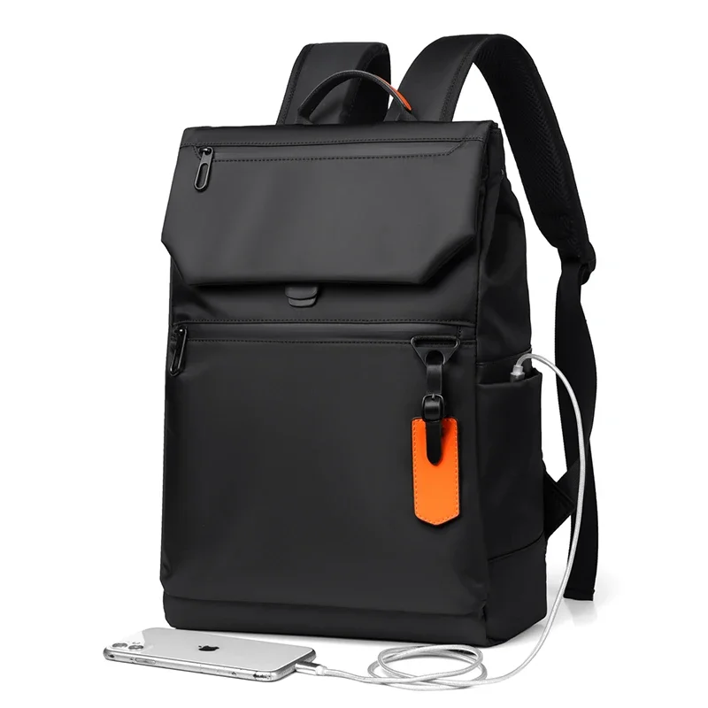 mochila laptop impermeavel para homens carregamento usb negocios urbano preto marca de luxo designer alta qualidade 01