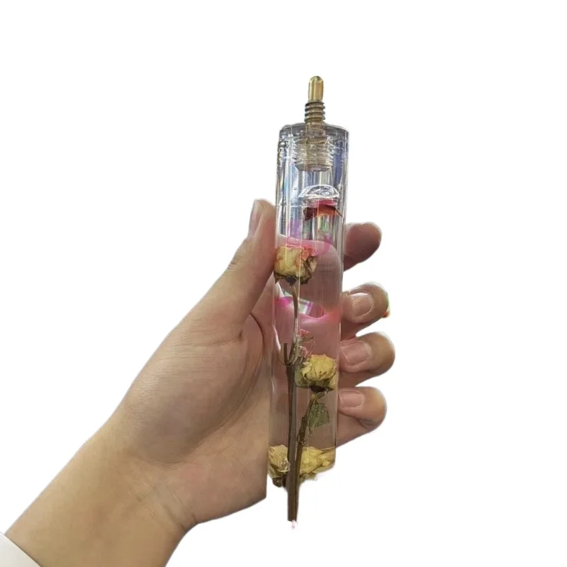 

Pool cue, extended handle crystal rose.